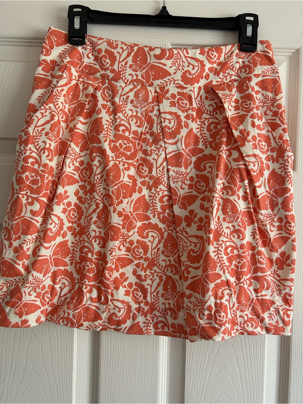 Women’s Floral Orange and Cream Pleated Skirt